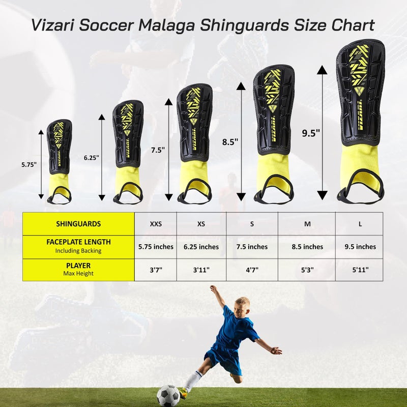 VIZARI Malaga Soccer Shinguard | Durable Soccer Shin Guard with Tough Protection & Elastic Straps | Breathable, Moisture-Wicking Youth Soccer GearProduct - Image 3
